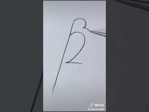 رسم عصفور علي غصن شجره 