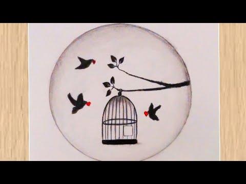 How To Draw Birds From The Cage Güzel Çizimler رسم طيور تخرج من القفص رسم سهل رسومات سهلة 