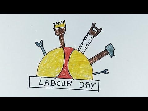 رسم سهل رسم يوم عيد العمال عيد العمال 2021 رسم عيد الشغل رسم اليوم العالمي للعمال 