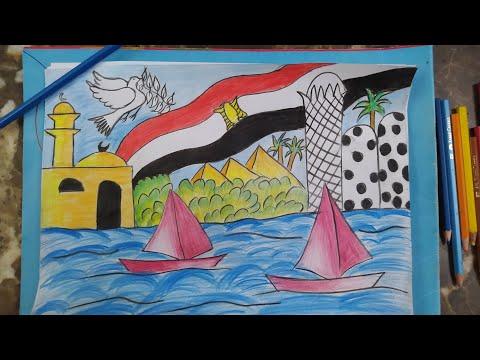 رسم عن معالم السياحة في مصر Drawing Tourism Landmarks In Egypt 