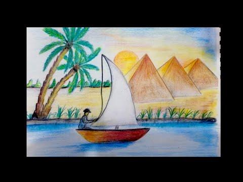 رسم السياحة في مصر Drawing The Subject Of Tourism In Egypt 