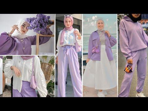 تنسيقات محجبات باللون البنفسجي موضة 2022 Purple Hijab Outfits 