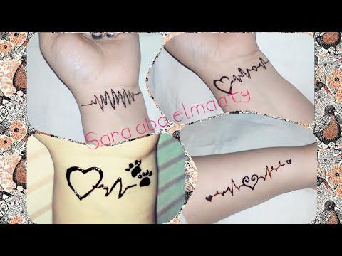 Drawing The Heartbeat With The Henna In An Easy Way رسم تاتوه نبضات القلب بالحنه بطريقه جديده وسهله 