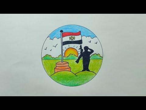 رسم سهل رسم حرب 6 اكتوبر بطريقة سهلة جدا رسم موضوع عن حرب اكتوبر 73 رسم 6 اكتوبر رسم علم مصر 