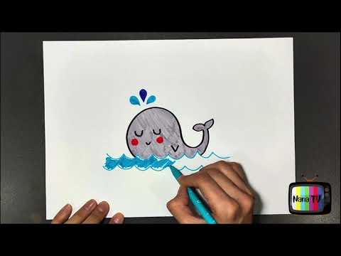 How To Draw A Whale Easy Steps For Children كيف ترسم حوت للأطفال 