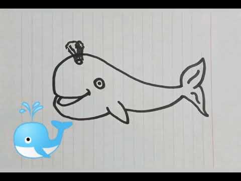 تعليم الرسم رسم حوت بطريقة سهلة للأطفال و المبتدئين How To Draw A Whale 
