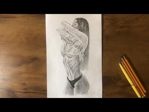 كيفية رسم تقنية رسم جسم المرأة المثيرة بقلم الرصاص 