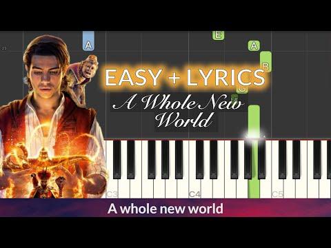 Aladdin A Whole New World EASY Piano Tutorial LYRICS 