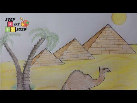 اسهل طريقه لرسم الأهرامات موضوع عن السياحه رسم الصحراء 