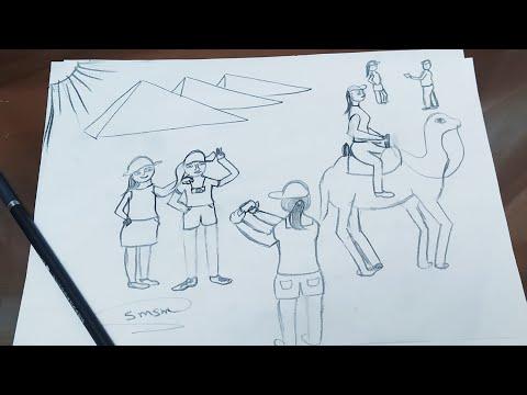 التعبير الفني رسم السياحة خطوة بخطوة How Draw The Tourism 