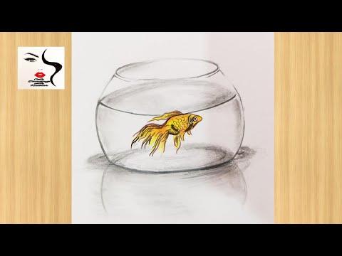 كيفية رسم سمكة داخل وعاء الرسم خطوة بخطوة رسم سمكة في وعاء زجاجي سهل خطوة بخطوة 