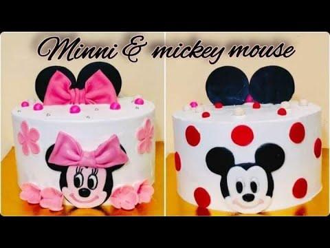 تورته ميني وميكي ماوس دابل فيس بالكريمه Duble Face Minni Mickey Mouse Cream Cake 