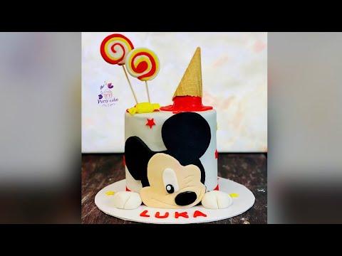بارتي كيك عمل ديكورات كيكة ميكي ماوس باحتراف Mickey Mouse Cake 