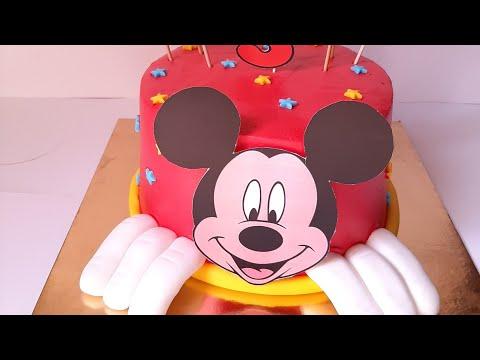 تزين تورتة ميكي موس بصورة ورق Mickey Mouse Cake مطبخ مريم رضا 