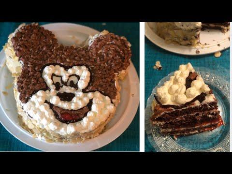 كيكة ميكي ماوس بالكريمة للاولاد How To Make Mickey Mouse Cake Recipe 