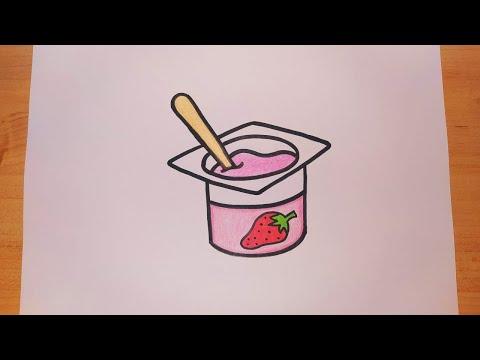 رسم سهل رسم ياغورت كيفية رسم زبادي فراولة Yoghurt Drawing 