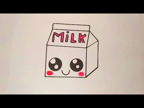 رسم حليب كيوت How To Draw A Milk Carton 
