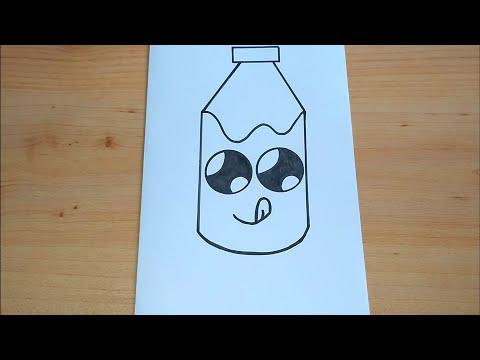 كيفية رسم قارورة حليب كيوت رسم سهل Drawing Of A Cute Milk Bottle 