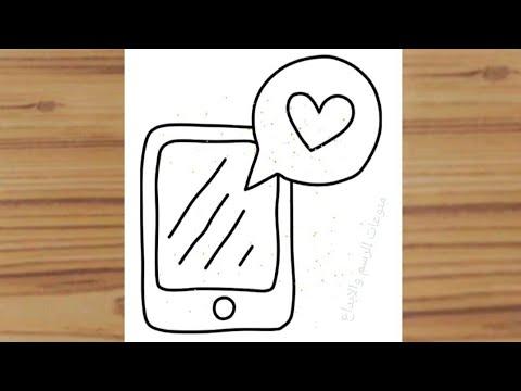 كيف ترسم هاتف كيوت وسهل خطوة بخطوة رسم سهل تعليم الرسم للمبتدئين Cute Phone Drawing 