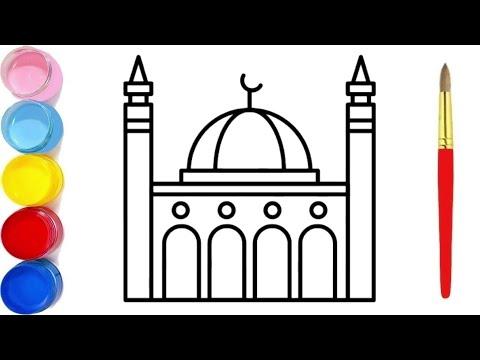 كيفية رسم مسجد خطوة بخطوة رسم سهل رسم مسجد سهل تعليم الرسم للمبتدئين 