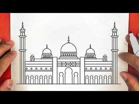 كيف ترسم مسجد بطريقة سهلة وبسيطة جدا خطوة بخطوة رسم سهل تعليم الرسم للمبتدئين 