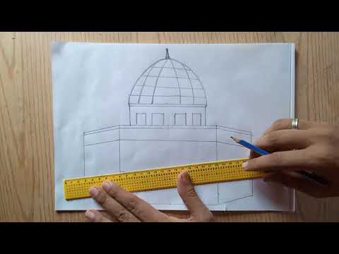 تعليم الرسم رسم المسجد الأقصى خطوة بخطوة بالقلم الرصاص 