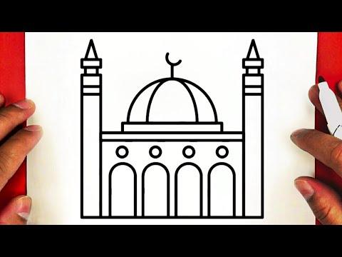 كيف ترسم مسجد خطوة بخطوة رسم سهل رسم مسجد سهل طريقة رسم مسجد تعليم الرسم للمبتدئين 