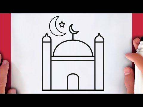 رسومات رمضان طريقة رسم مسجد سهل مع هلال ونجمة رمضان خطوة بخطوة تعليم الرسم للمبتدئين 