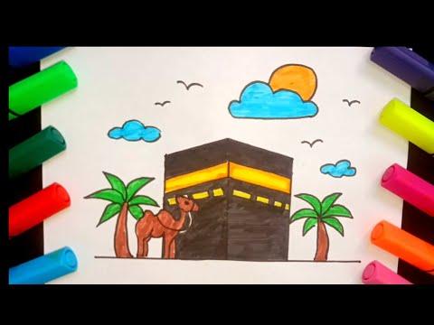 رسم موضوع المولد النبوي الشريف سهل خطوه بخطوه للمبتدئين رسم الكعبة المشرفة خطوه بخطوه للمبتدئين 