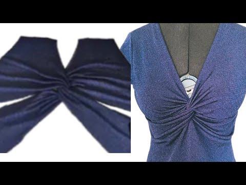 تفصيل وخياطة بلوزة عقدة في وسط الصدر How To Sew A Blouse 