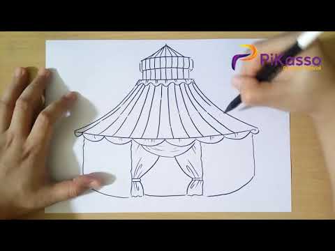 How To Draw Circus Tent Step By Step 