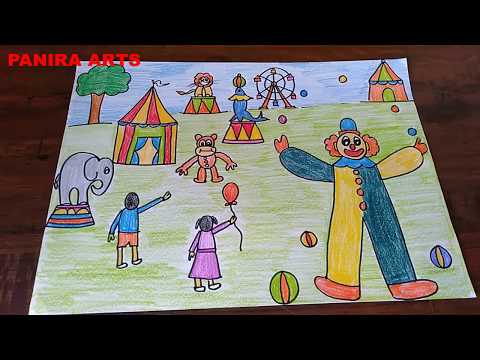 How To Draw Circus Scenery Joker In Circus Drawing Drawing And Craft Channel 