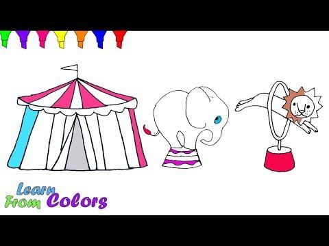Learn To Draw A Circus Tent Lion Elephant Coloring Pages For Kids 