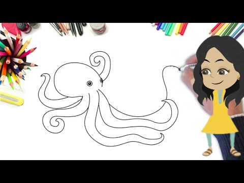 تعليم الرسم للأطفال طريقة رسم أخطبوط بسهولة تامة 