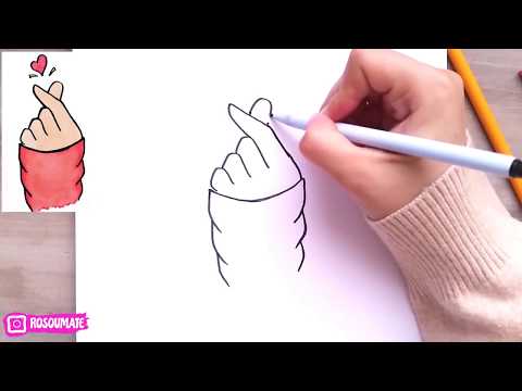 رسم سهل تعليم رسم يد وقلب الحركة الكورية خطوة بخطوة رسومات سهلة 