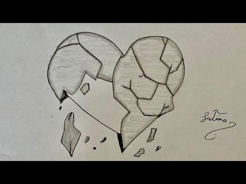رسم قلب مكسور سهلة جدا How To Draw A Broken Heart Very Easy 