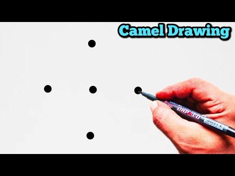 How To Draw A Camel From 5 Dots Easy Camel Drawing Step By Step Dots Drawing 