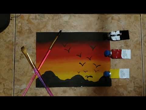 How To Draw A Sunset رسم غروب الشمس 