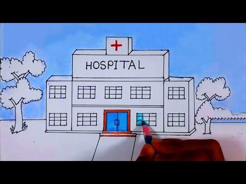 How To Draw A Hospital Scenery Hospital Drawing For Beginners Easy Drawing 