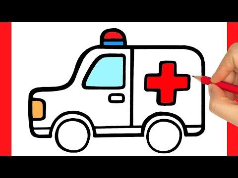 HOW TO DRAW AN AMBULANCE EASY STEP BY STEP ว ธ การวาดรถพยาบาล 