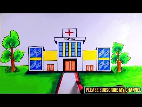 HOW TO DRAW A HOSPITAL SCENERY HOSPITAL DRAWING FOR BEGINNERS 