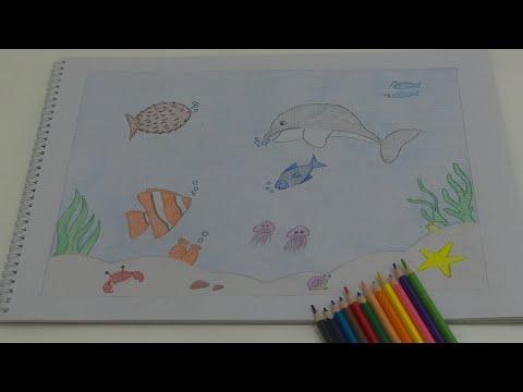كيفية رسم قاع المحيط للأطفال 