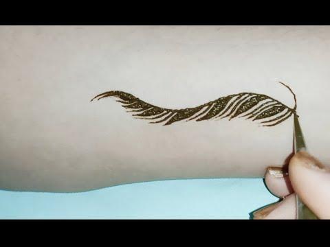 كيف ارسم وشم الريشة بالحناءبطريقة سهلة How To Draw A Tatoo Feather With Henna 
