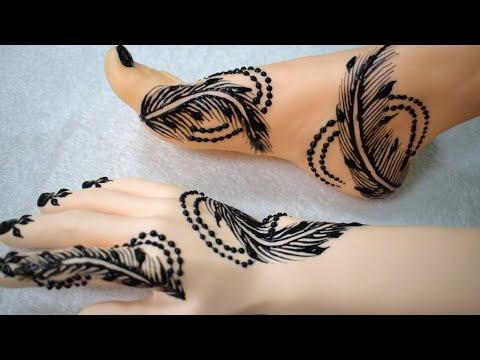 حنة سودانية طريقة رسم الريشة سهلة للمبتدئين Sudanese Henna Feather Design 