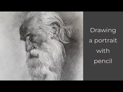 Old Man Portrait Pencil Drawing رسم وجه رجل مسن 