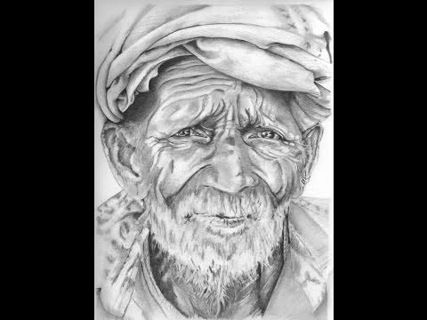 Drawing Old Man رسم رجل عجوز بالرصاص 