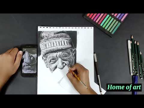 طريقة رسم رجل عجوز البشره المجعدة بالرصاص How To Draw An Old Man Wrinkled Skin With Pencils 
