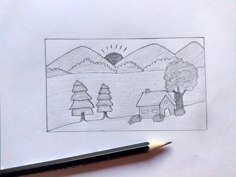 رسم فصل الربيع رسم منظر طبيعي سهل جدا رسم للمبتدئين تعلم الرسم 