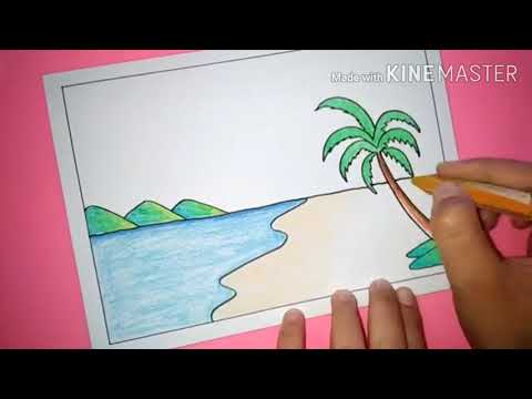 رسم شاطئ البحر خطوة بخطوة رسم البحر و شاطئ البحر للمبتدئين تعليم الرسم بطريقة سهلة و بسيطة للأطفال 