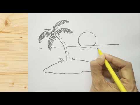How To Draw Island Scene Landscapee Easy Step By Step Drawing Pen And Pencil 